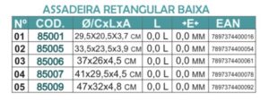 Assadeira Retangular Baixa cj. 5 peças assadeiras retangular alta