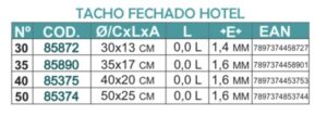 Tacho Fechado Hotel cj. 5 peças assadeiras retangular alta