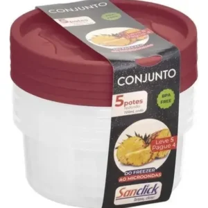cj. 5 peças pote sanclick graduado redondo 700 ml