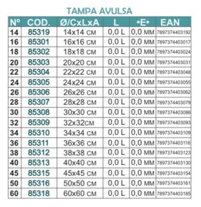 Tampa Avulsa de Alumínio facilita vap 1 l alta